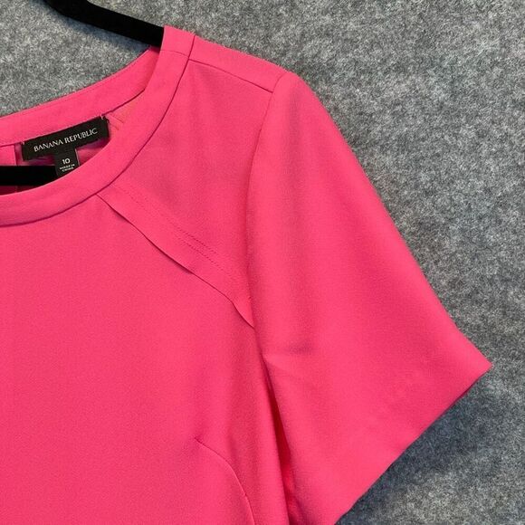 BANANA REPUBLIC Dress Size 10 Pink Flounce Shift Dressy Cocktail Party Summer - Picture 13 of 16
